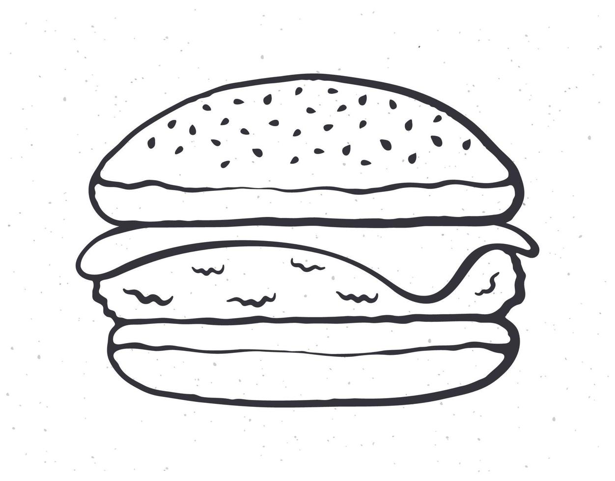 garabatear ilustración de hamburguesa con queso vector