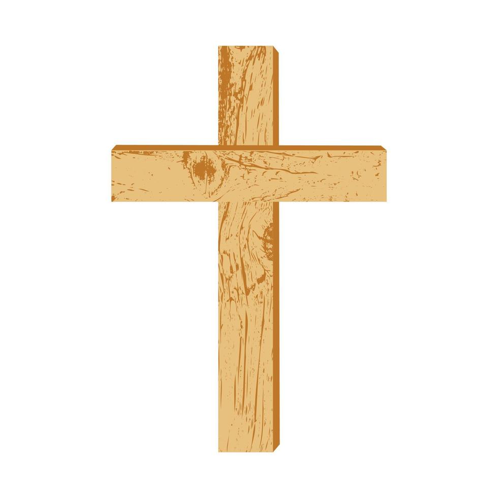 de madera cristiano cruzar. un sencillo de madera cruzar en un blanco antecedentes. diseño elemento para religioso Días festivos y temas vector ilustración.