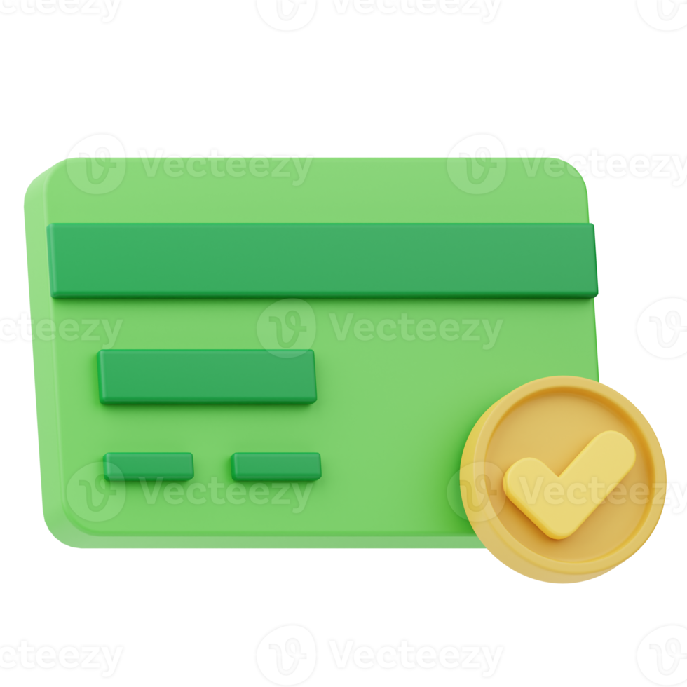 Credit Card Success check mark 3D Illustration png