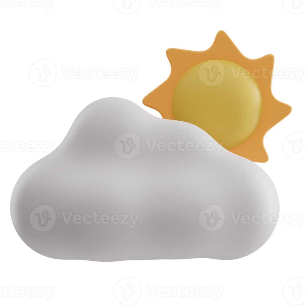 Cloud and sun Spring 3D Illustration png