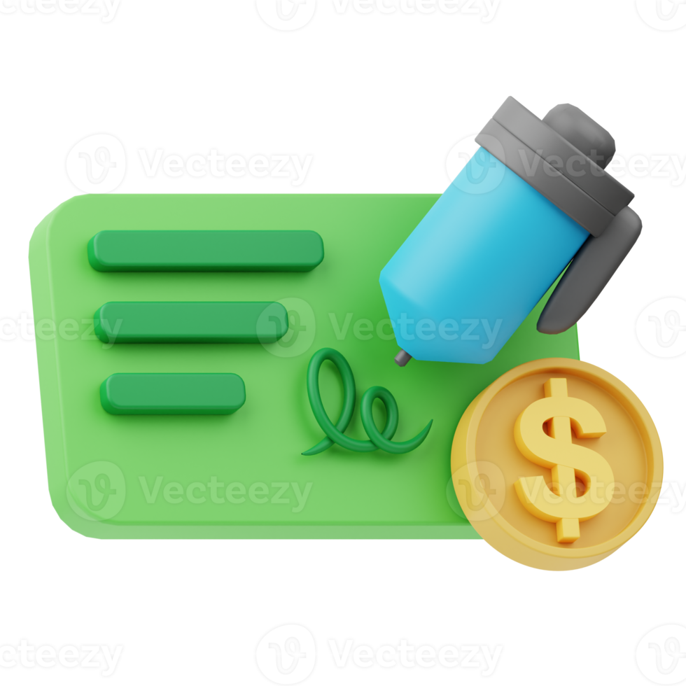 Icon Cheque 3D Illustration png