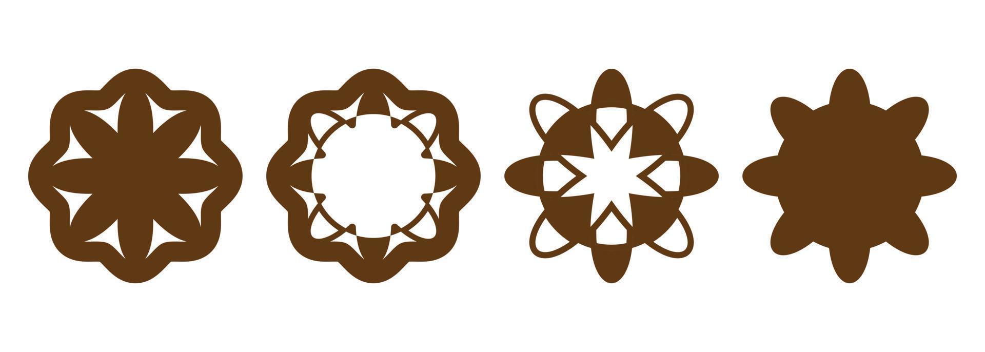Floral icons are perfect for any design project. The set includes different flowers. Geometric shapes incorporating floral elements. Vector illustration.