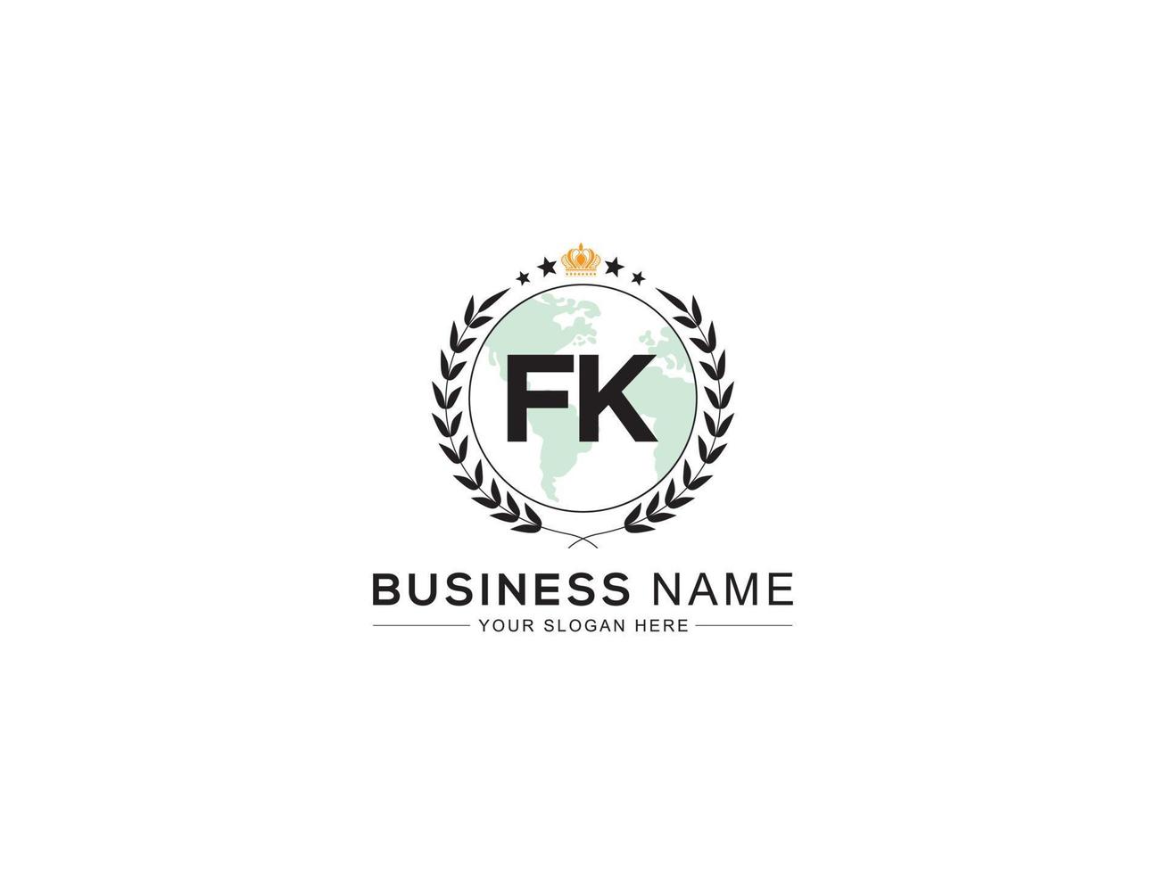 Monogram Fk Logo Letter, Minimal Unique FK Logo Icon Vector Stock