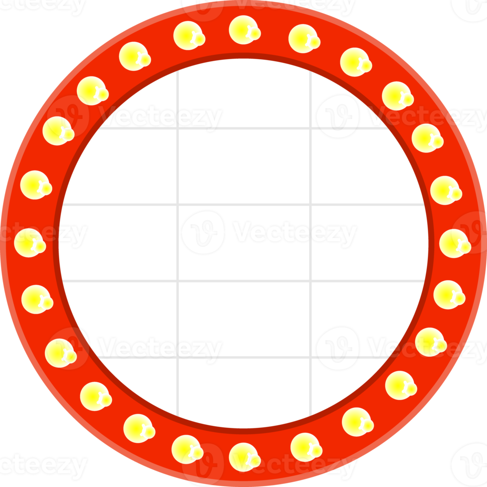 électrique ampoules panneau d'affichage. rétro cercle lumière Cadre png