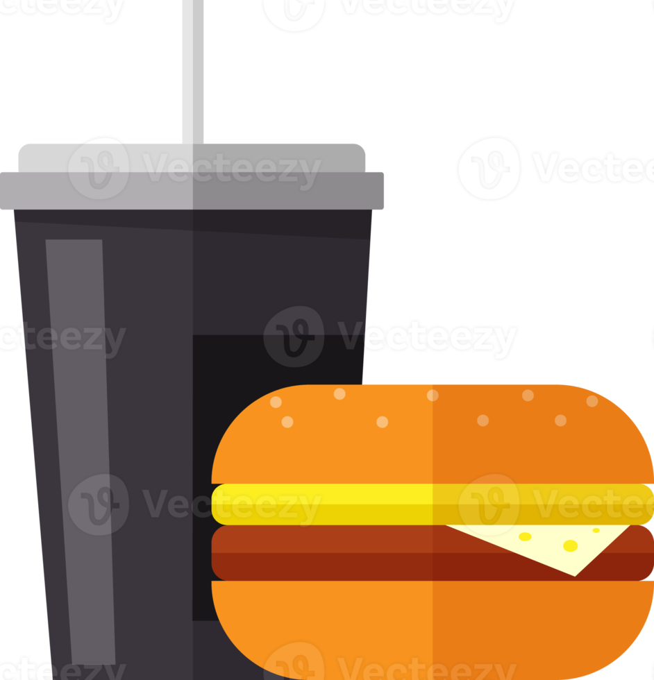 caffè e Hamburger piatto illustrazione png