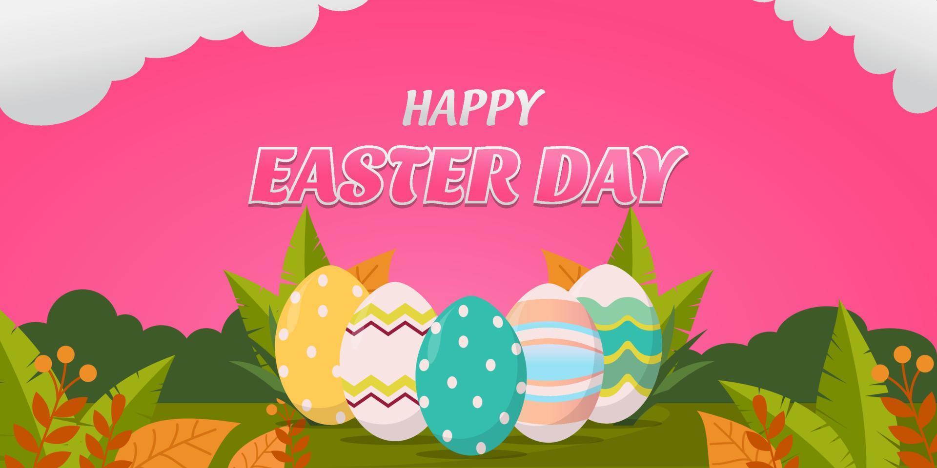 happy easter day banner vector