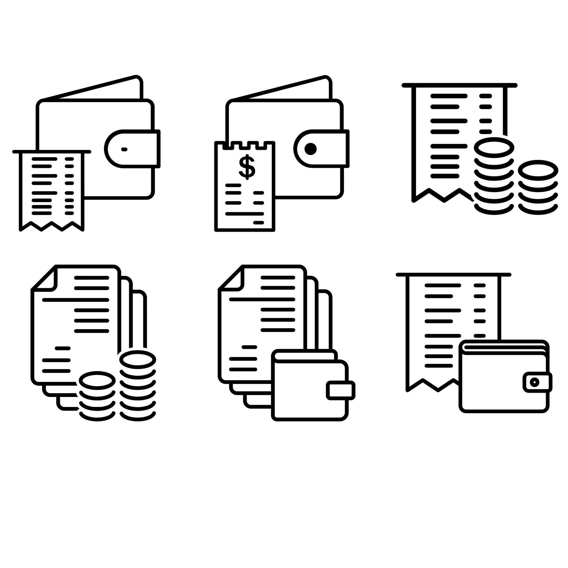 receipt-vector-icon-set-financial-report-illustration-sign-collection