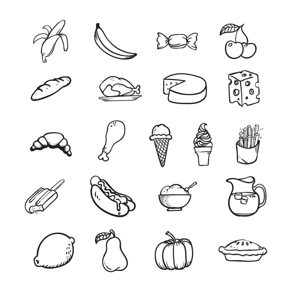 line drawing of collection of some food vector