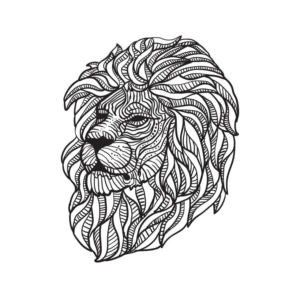 line drawing of a male lion's head vector