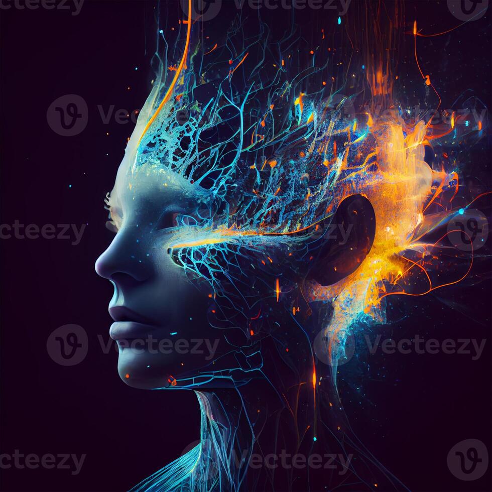 Futuristic technology and artificial intelligence, Neural network - image photo