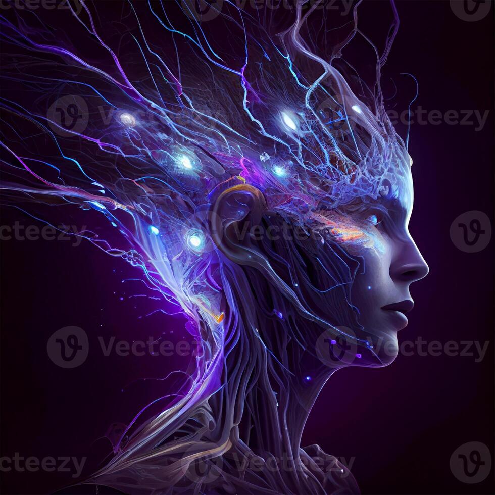 Futuristic technology and artificial intelligence, Neural network - image photo