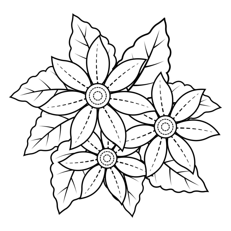 Floral Coloring Pages, Indian style Black And White Floral Coloring Pages, Adult Floral Coloring Pages, Floral Mandala vector