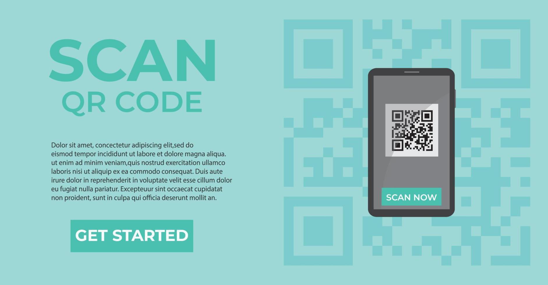 qr código escanear Servicio bandera. verificación concepto. 3d mano con teléfono inteligente escaneos qr código. modelo diseño para sitio web, aterrizaje página, ui, social medios de comunicación. vector