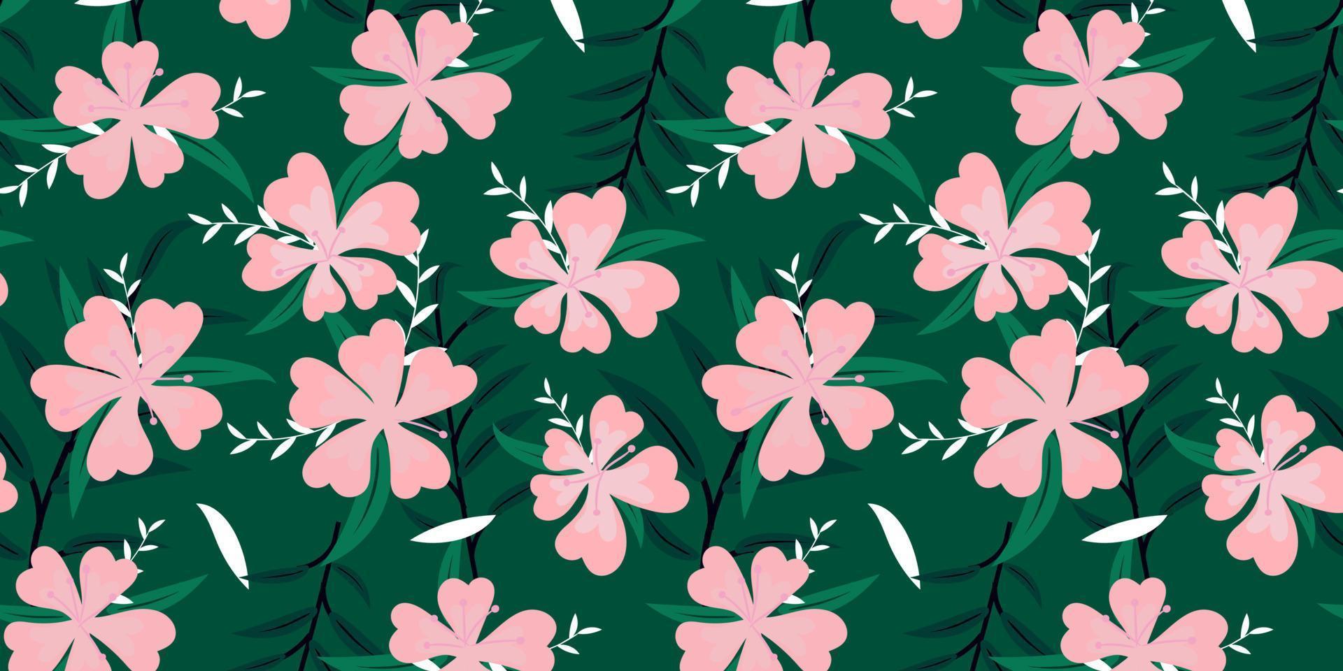 Hawaian style of Nature flower and foliage. Happy design illustration. Chill and fun vibe background pattern. Fill pattern on swatches vector