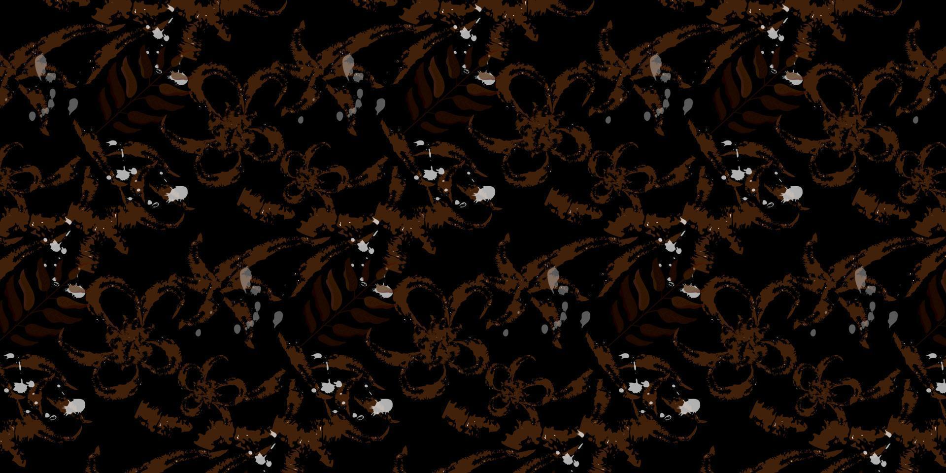 Abstract art floral seamless pattern with grunge style fashion dark theme. Fill pattern on swatches vector