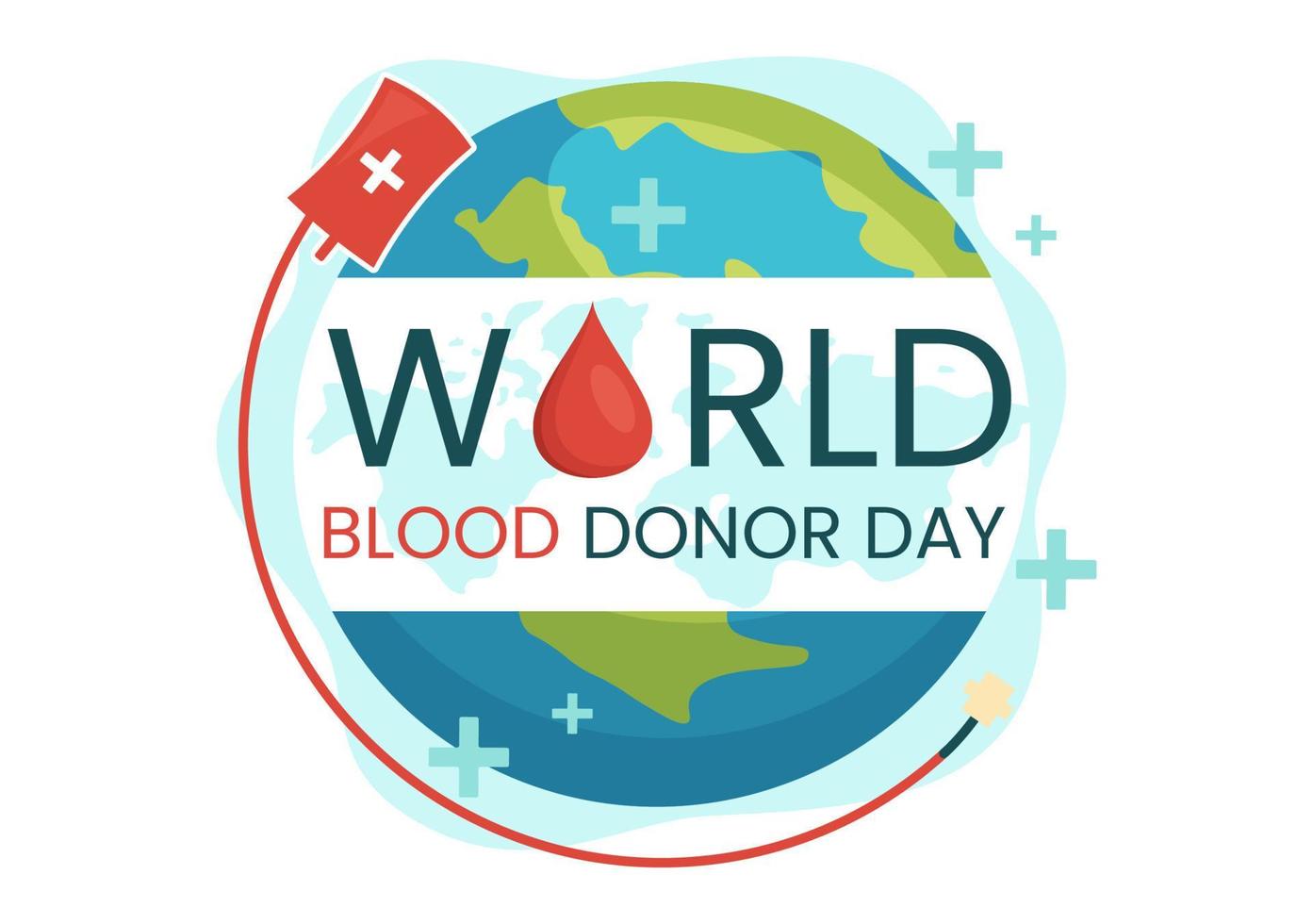 World Blood Donor Day on June 14 Illustration with Human Donated Bloods for Give the Recipient in Save Life Flat Cartoon Hand Drawn Templates vector