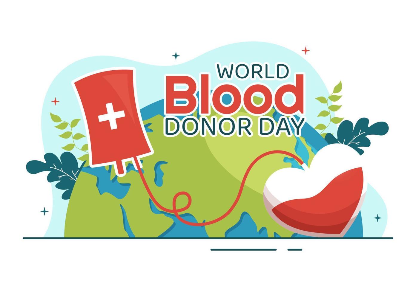 World Blood Donor Day on June 14 Illustration with Human Donated Bloods for Give the Recipient in Save Life Flat Cartoon Hand Drawn Templates vector