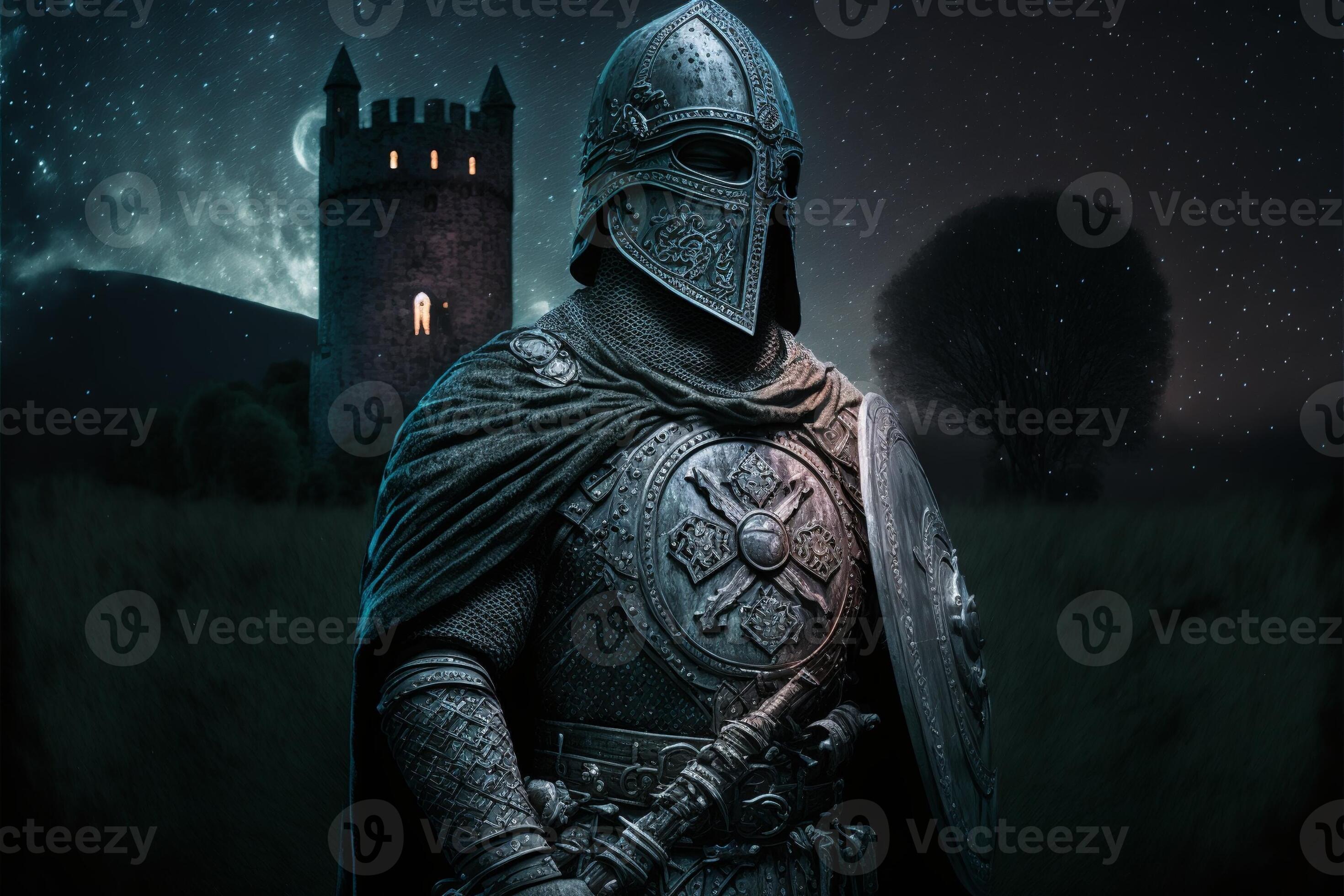 Heroic Knight Warrior at Battlefield Cinematic View. Generative AI Stock  Photo - Image of action, reenactment: 304249334