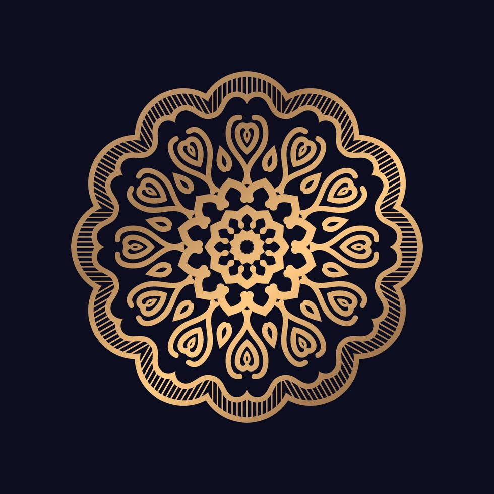 Modern decorative golden luxury circular floral Mandala Design background vector