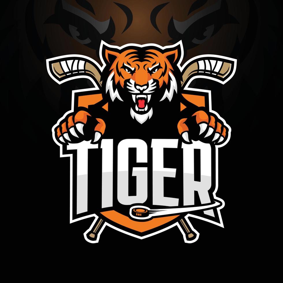 Tigre mascota hielo hockey logo diseño vector