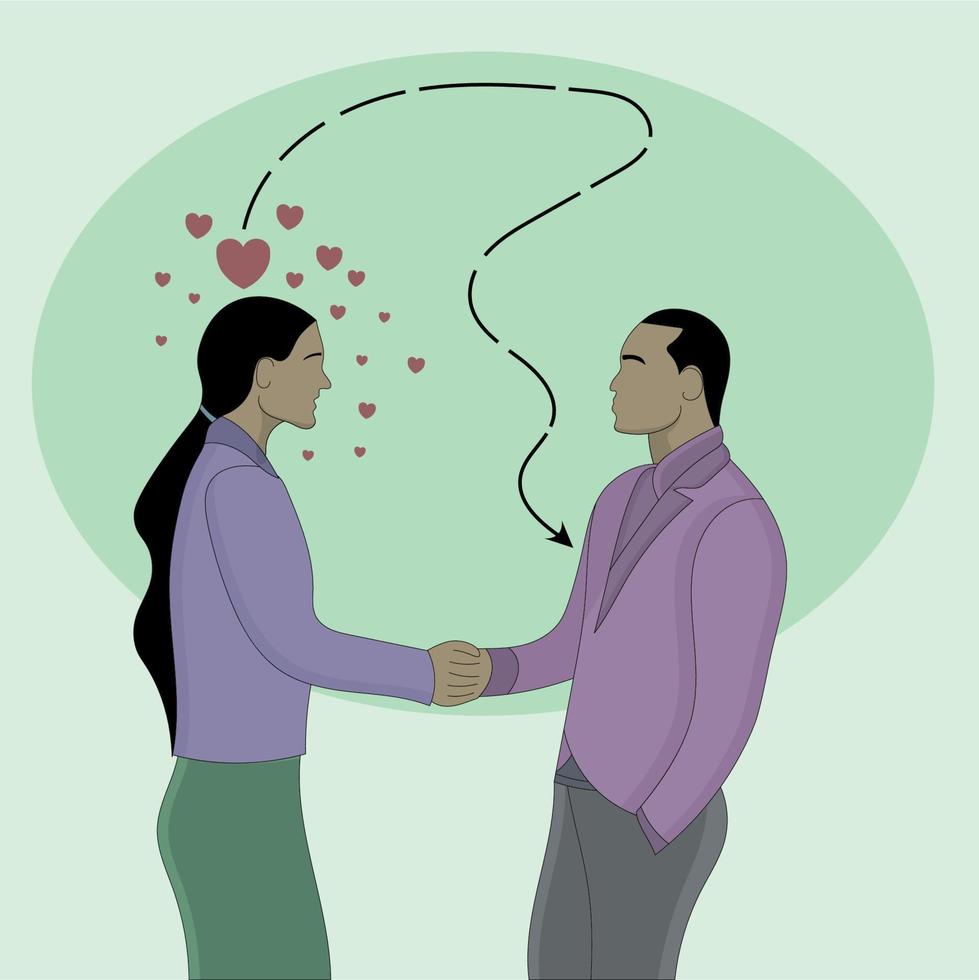 Flat design of handshaking man and woman vector