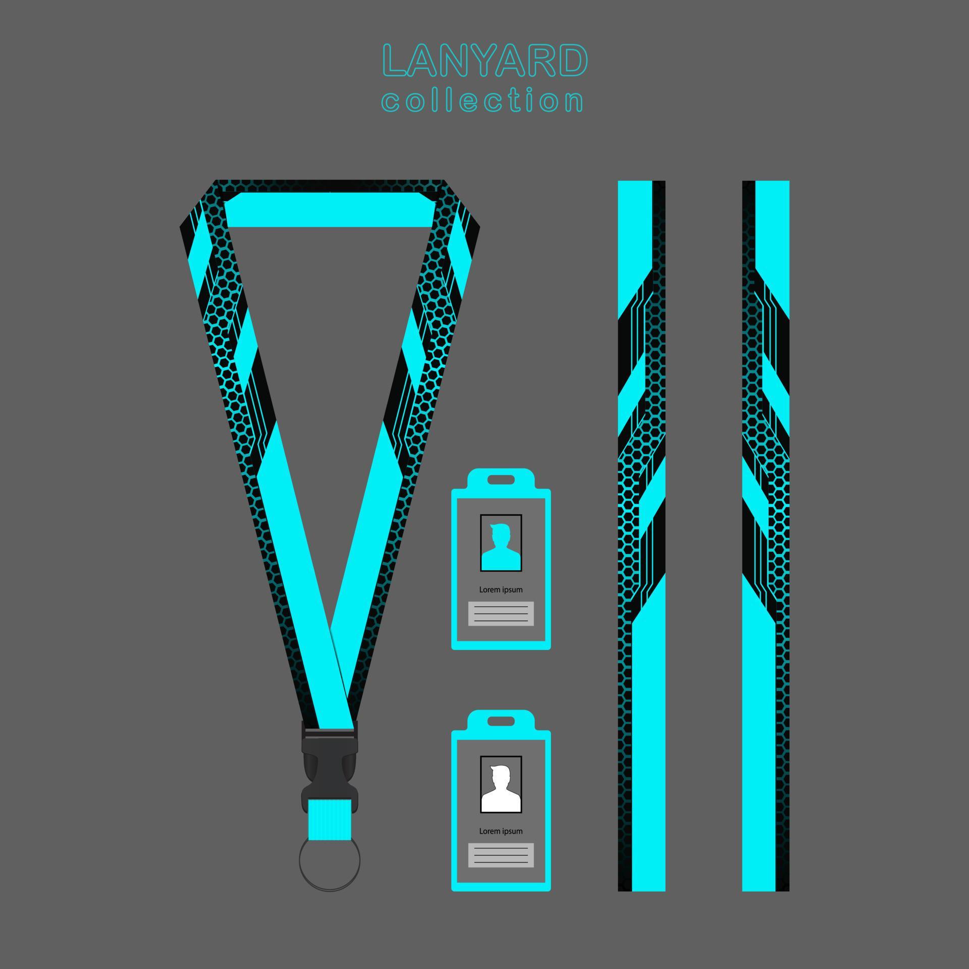 Black Blue Lanyard Template Set. which is combined with a hexagon Black Blue Lanyard Template Set. which is combined with a hexagon