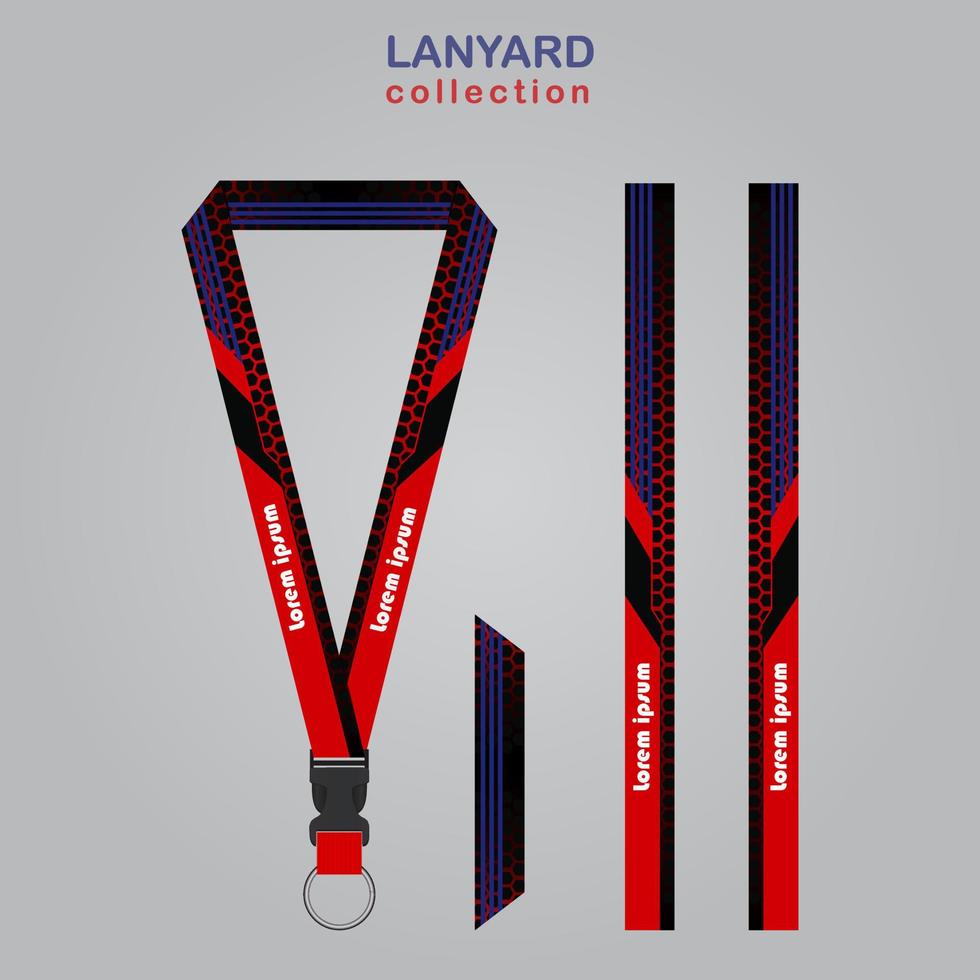 Red Blue Line Lanyard Template Set vector