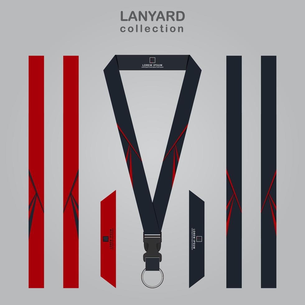 Black red and red black technology lanyard templates set. for all company vector