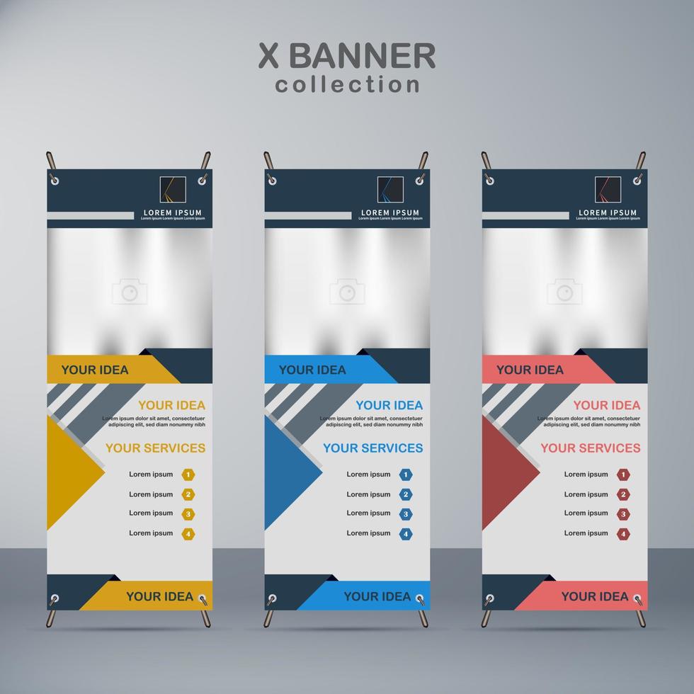 negocio X bandera con moderno estilo vector