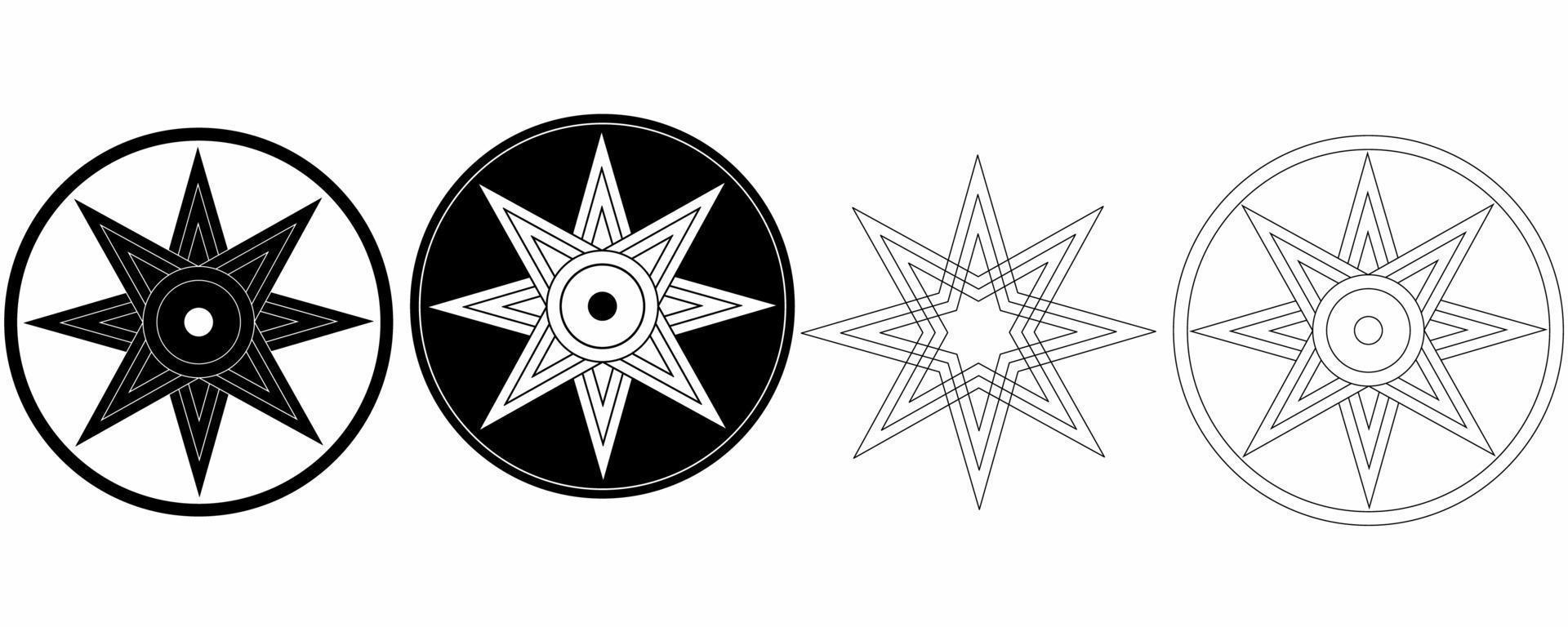 estrella de ishtar símbolo.ocho punto estrella o variante de ishtar octagrama conjunto aislado en blanco antecedentes vector