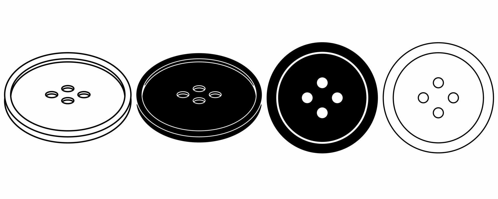 outline silhouette shirt button icon set isolated on white background vector
