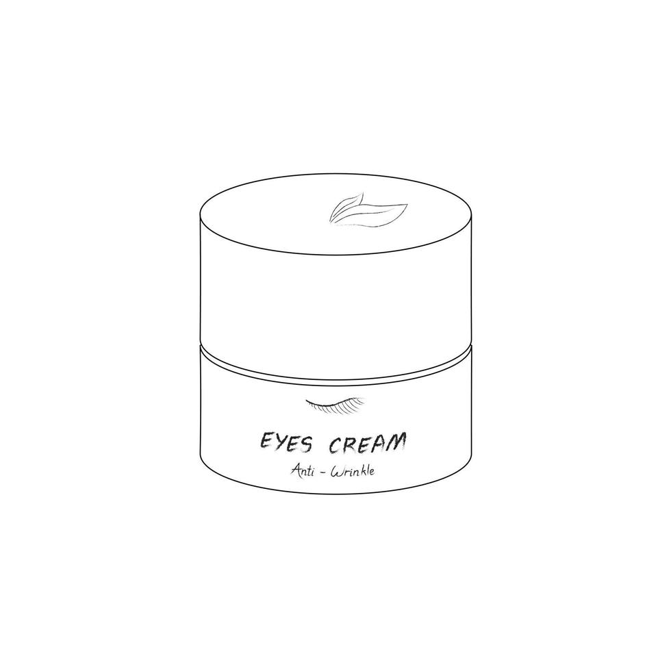 Eyes cream vector in isometric style. Set of skin care. Skin care black and white vector in doodle style. Skin care items. Skin care products. Cosmetic products. Cosmetic items. EPS 10