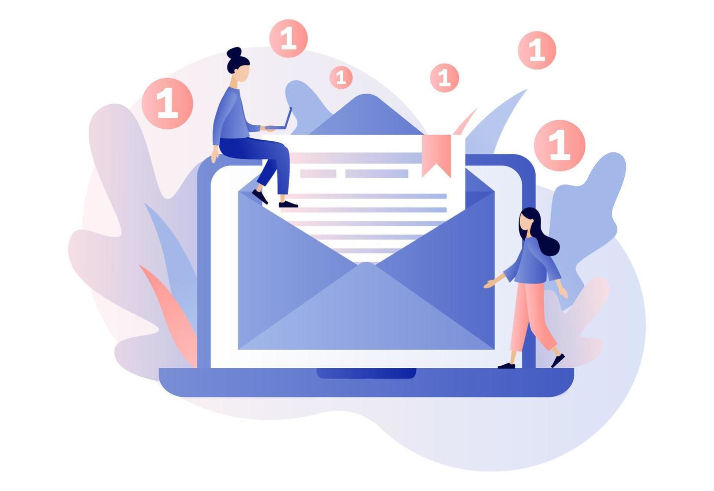 Email, Email service, Email marketing. Modern flat cartoon style. Vector illustration