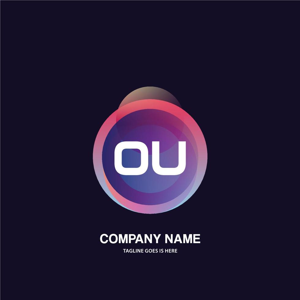 OU initial logo With Colorful Circle template vector