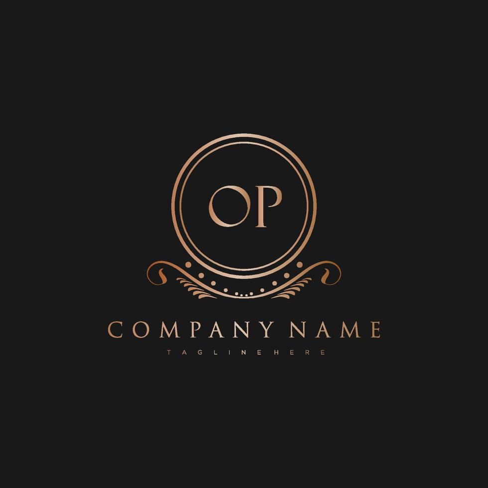 OP Letter Initial with Royal Luxury Logo Template vector