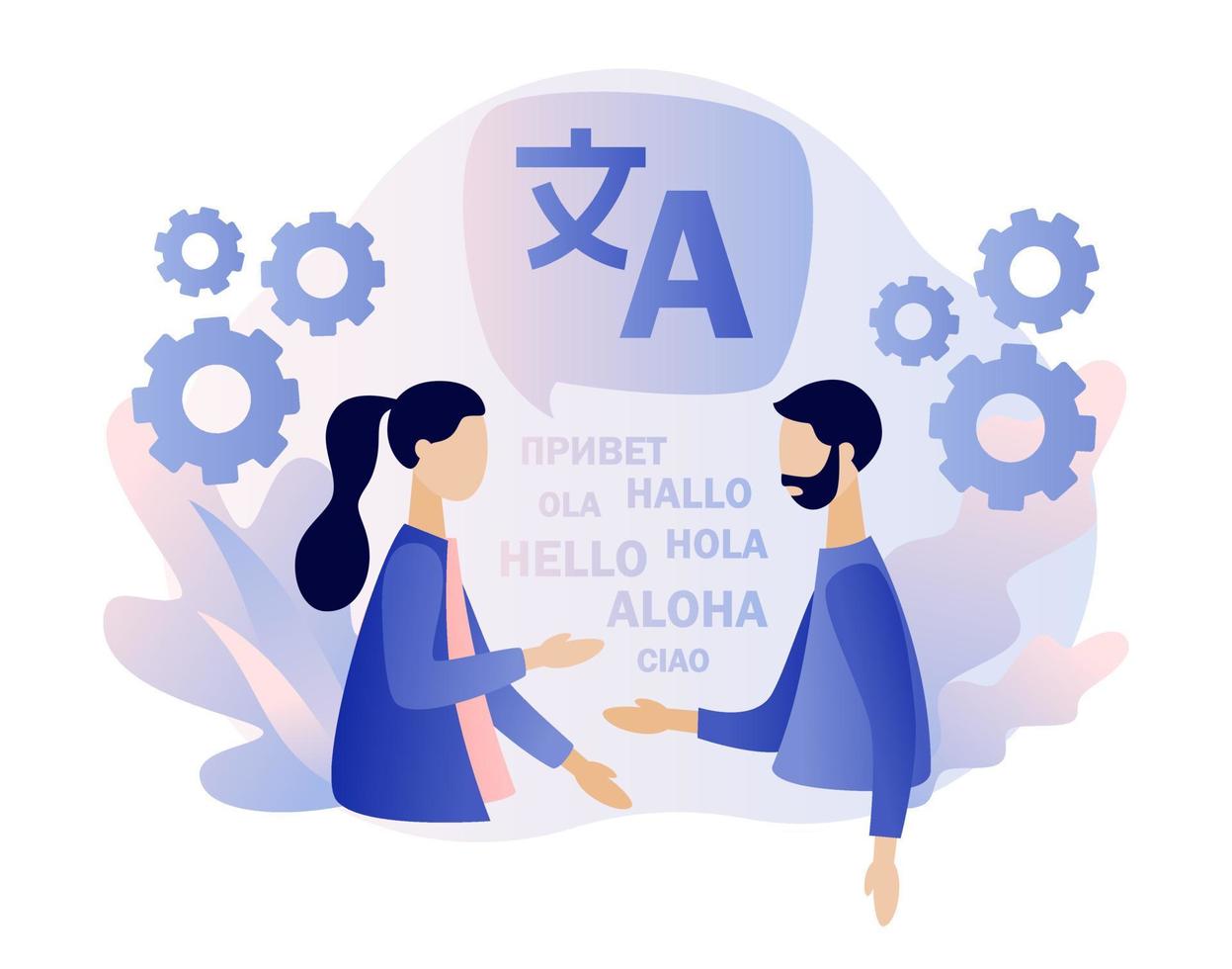 Translation concept. Online translator. Modern flat cartoon style. Vector illustration