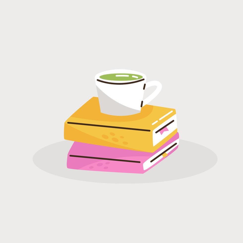 Tea stand on a stack of books vector