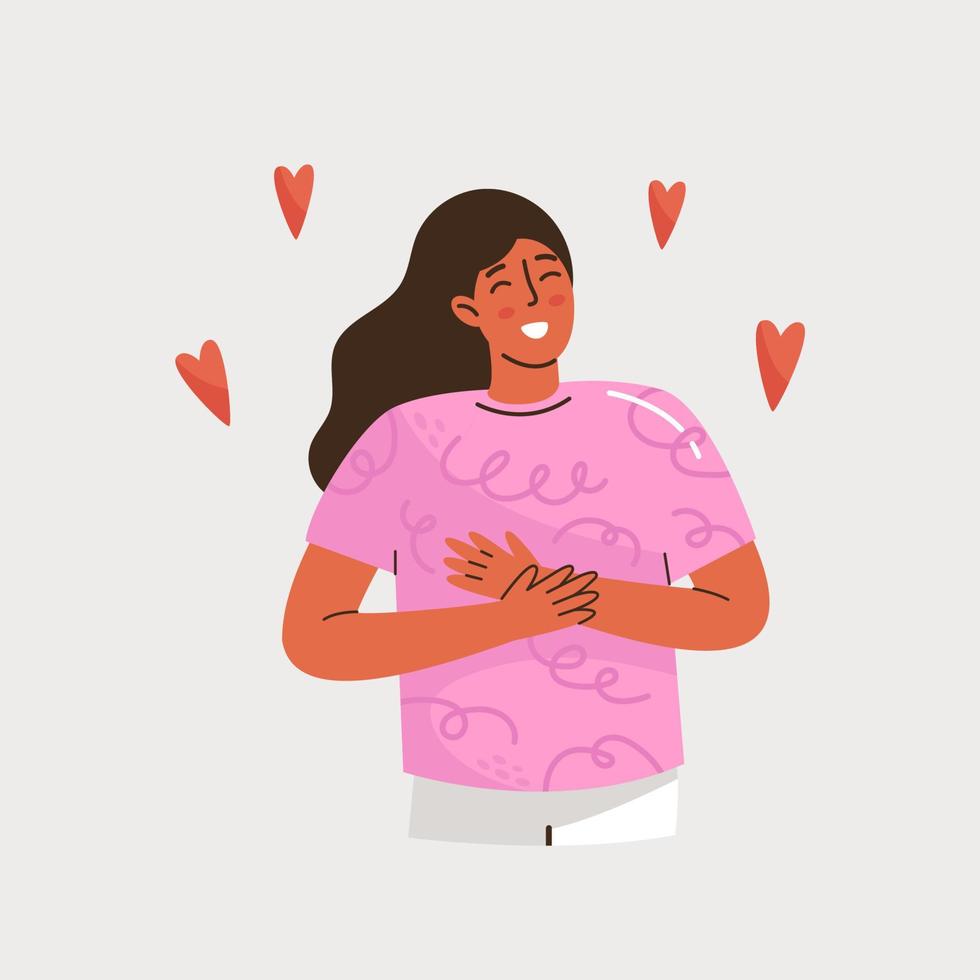 Woman feeling self love vector