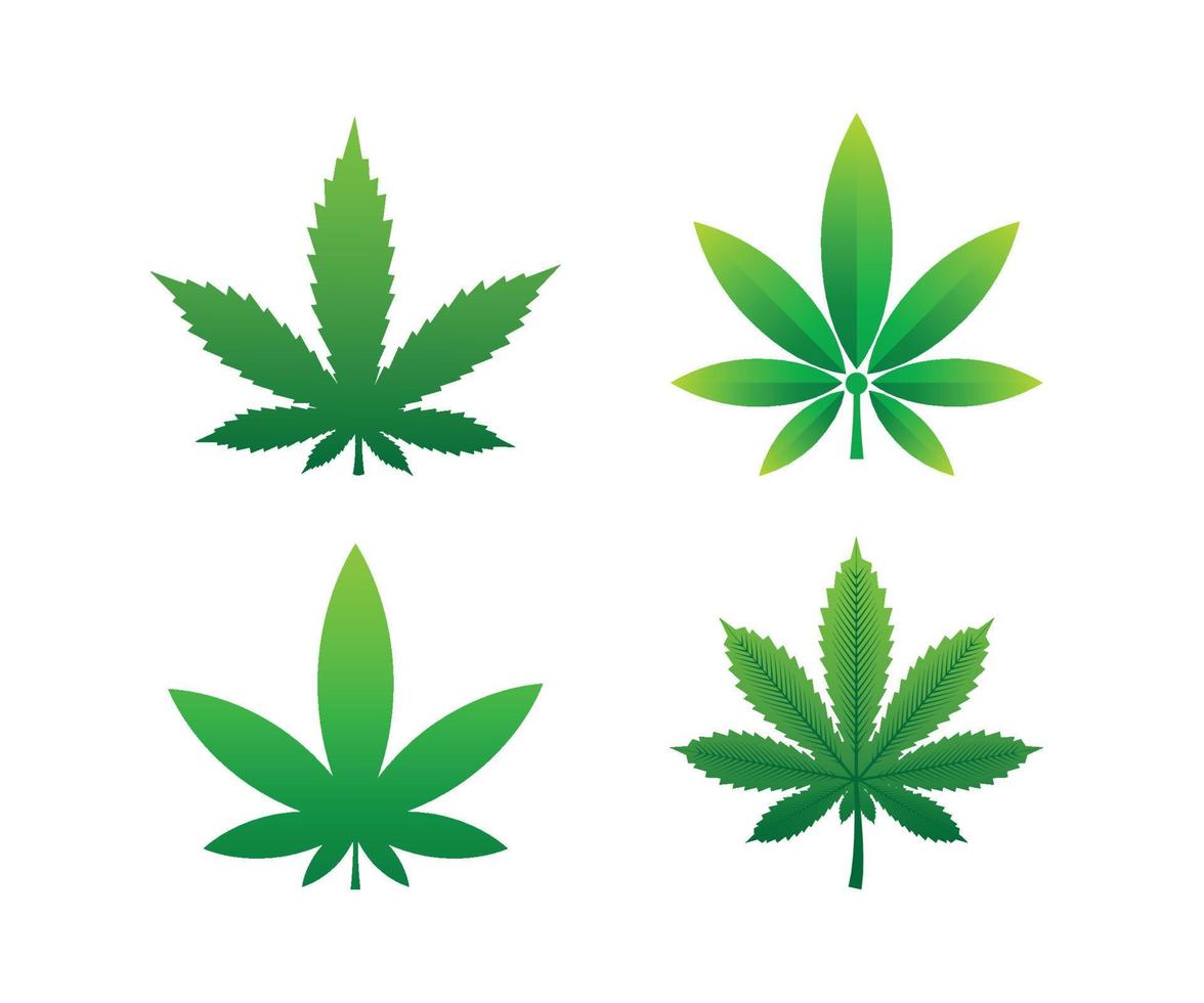 Cannabis leaf graphic icon set. Marijuana leaf or hemp, pot flat vector icon set