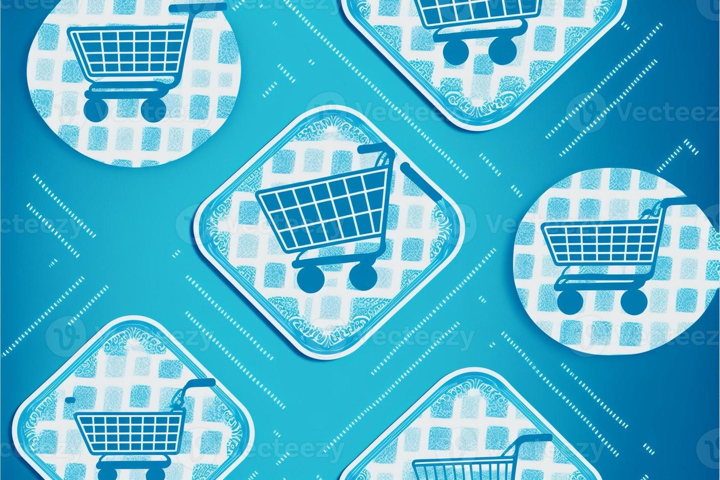 Background with shopping cart icon, sales concept. AI photo
