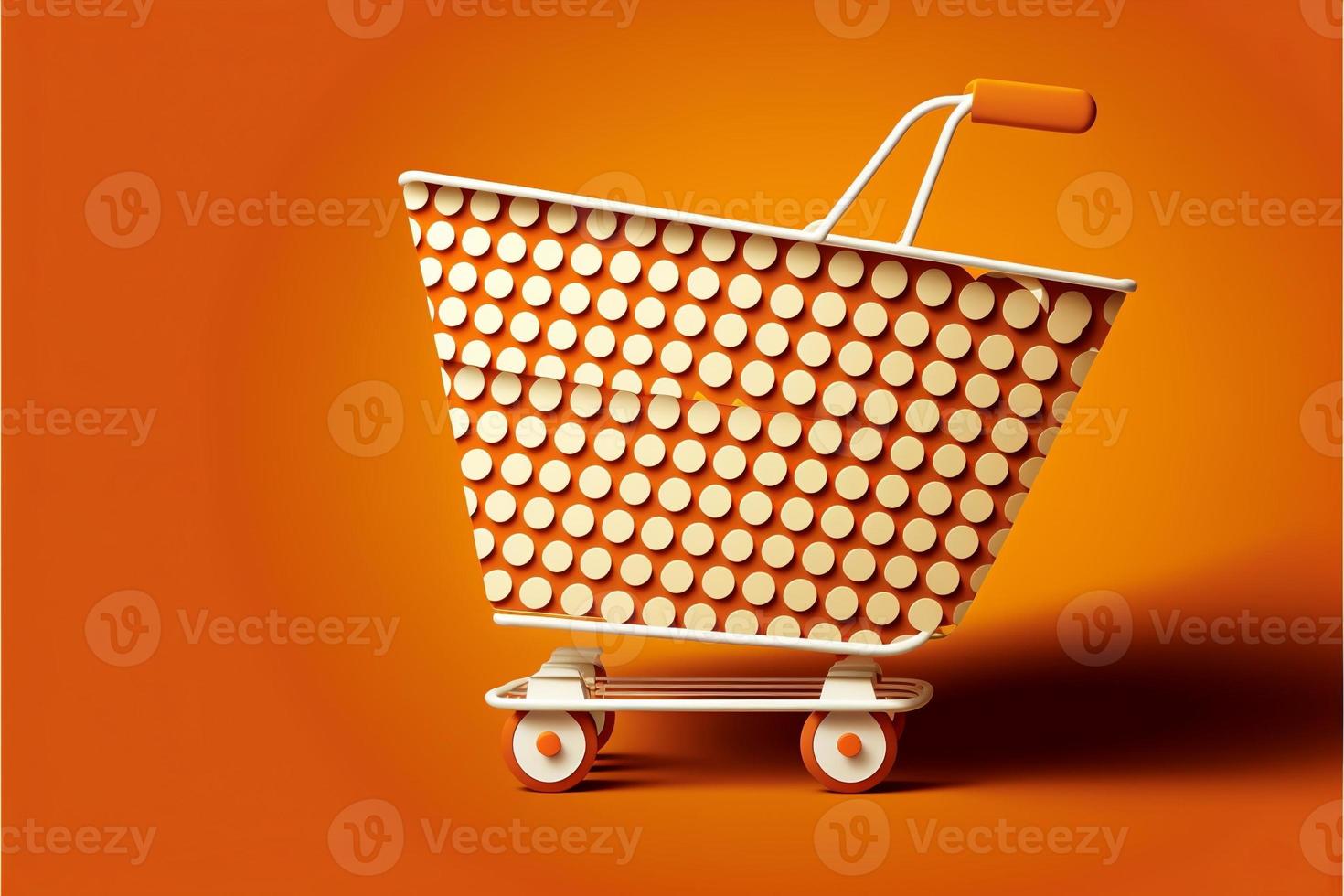 Background with shopping cart icon, sales concept. AI photo