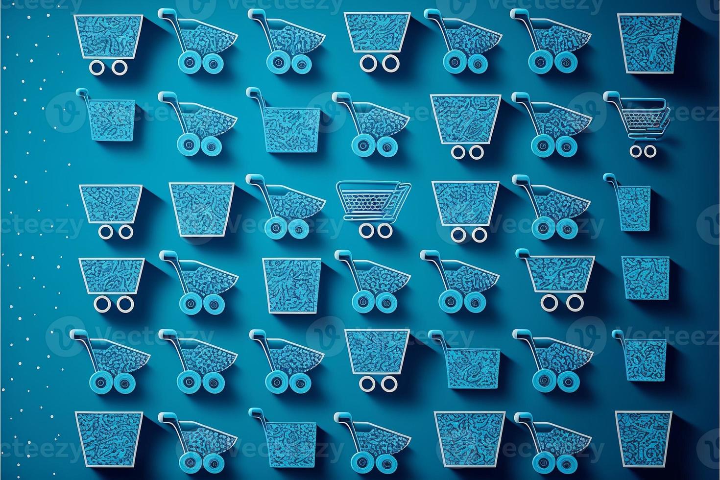 Background with shopping cart icon, sales concept. AI photo