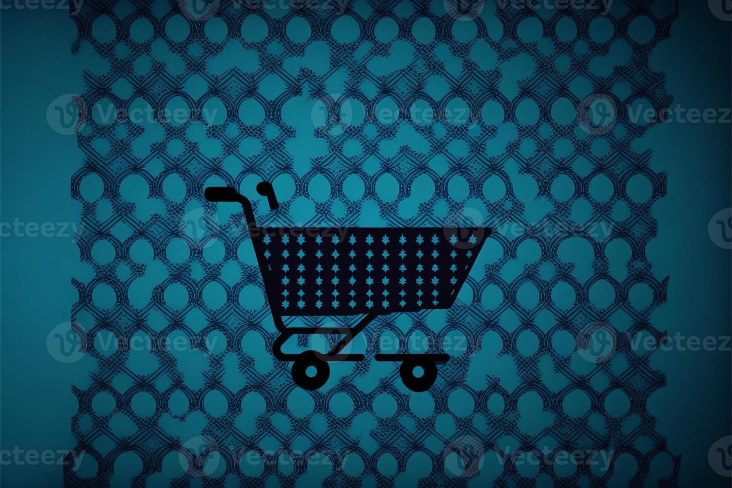 Background with shopping cart icon, sales concept. AI photo