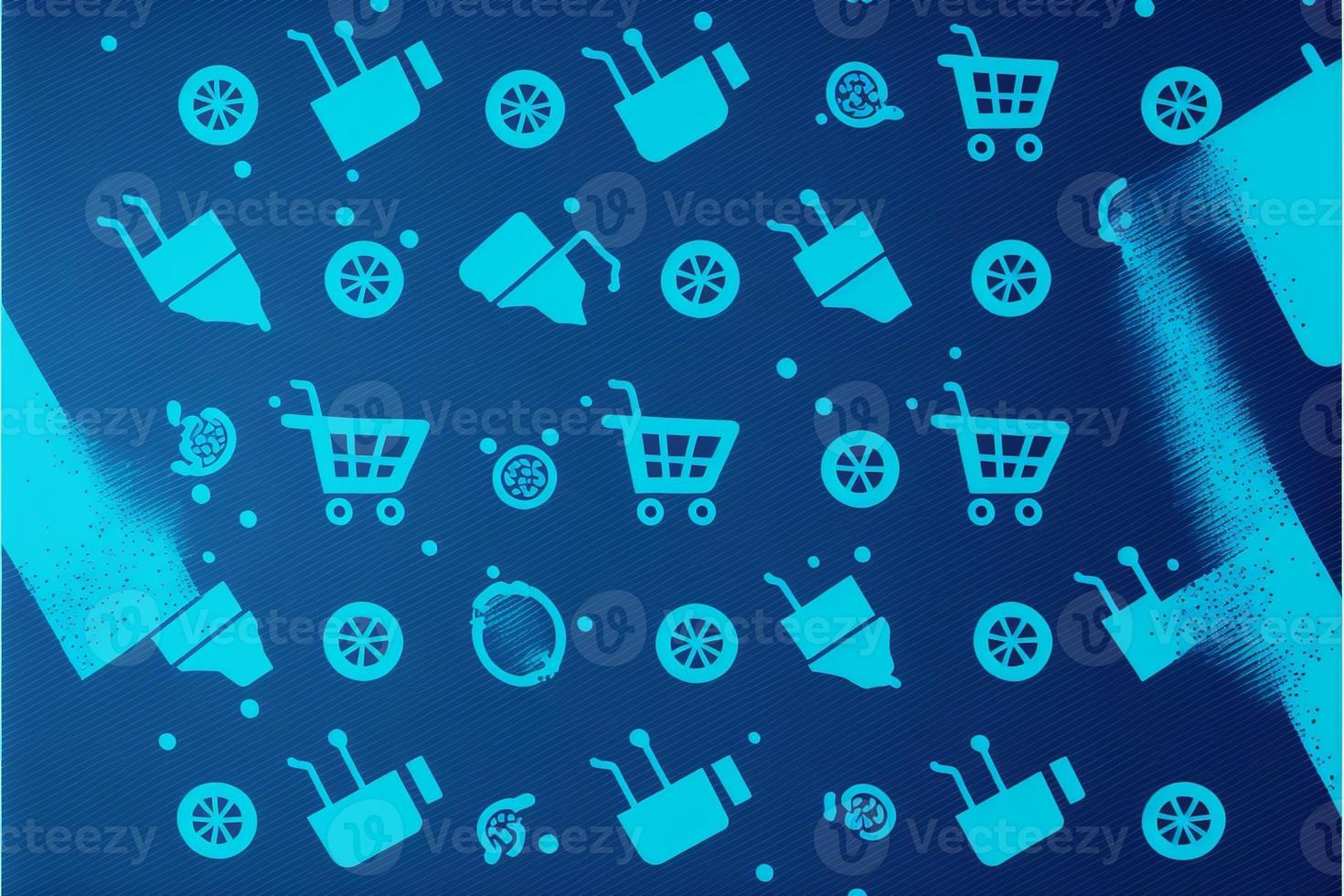 Background with shopping cart icon, sales concept. AI photo