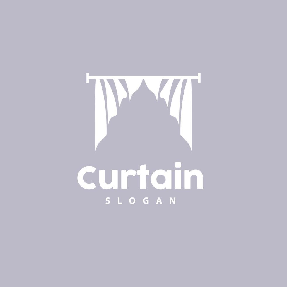 Curtain Logo, Home Interior Simple Design, Furniture Window Curtain Vector, Illustration Symbol Icon vector