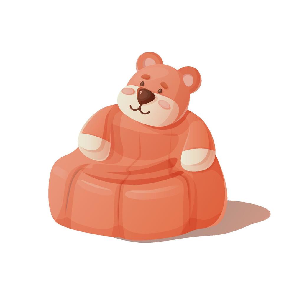 Childish beanbag chair in the form of big teddy bear. vector