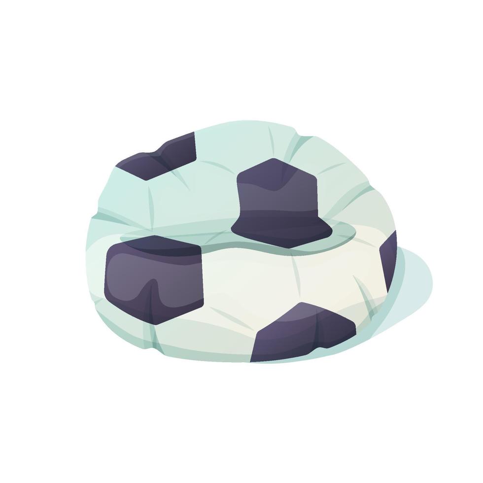 Cartoon beanbag chair in the form of a big soccer ball. vector