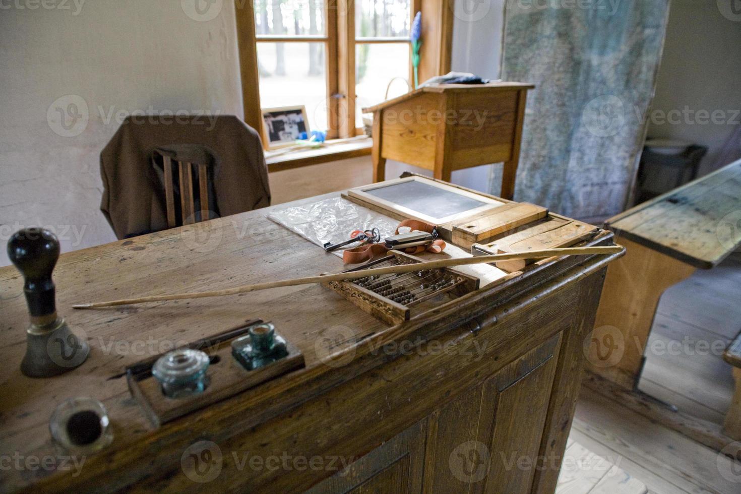 historic interiors of an old village school in Poland photo