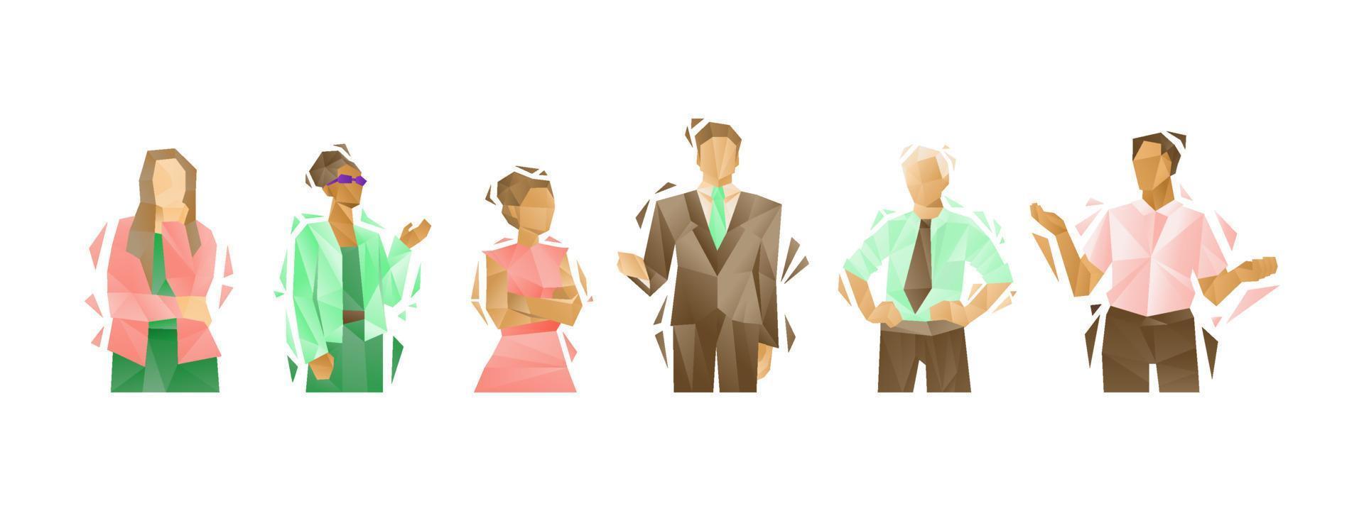 Business people group, low poly vector illustration.