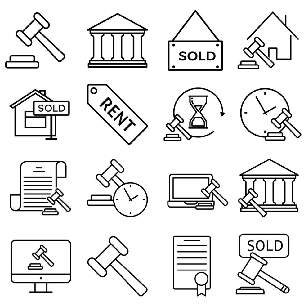 Auction icon vector set. bargaining illustration sign collection. sold symbol or logo.